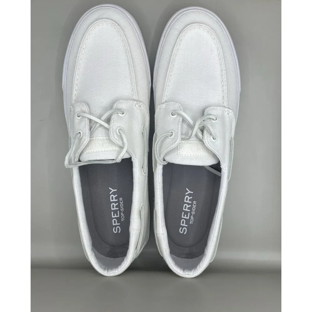 Sperry Bahama Washed Twill Boat Mens 13 M White STS24259 New In Box